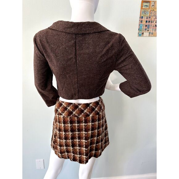 Vintage 90s Cropped Brown Double-Breasted Blazer Jacket Top size Junior XS - Picture 9 of 9